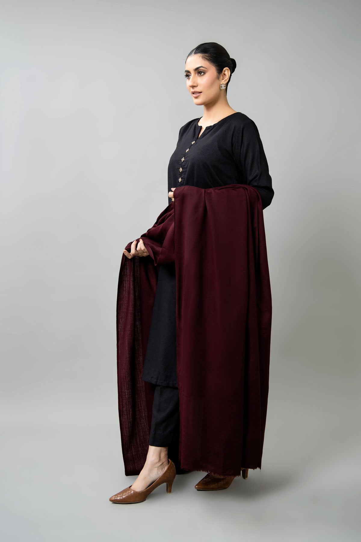 Maroon Pashmina Shawl by The Fabric Store, photo 3