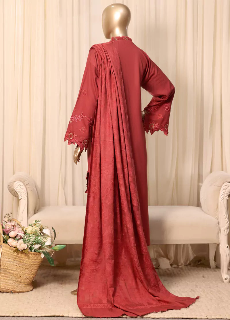 Printed Ruby Red Viscose 3-Piece Stitched Suit by Bin Saeed, photo 2