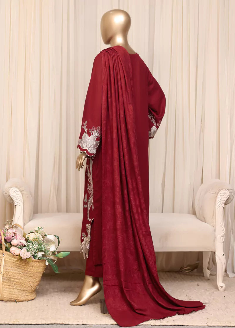 Printed Deep Red Viscose 3-Piece Stitched Suit by Bin Saeed, photo 2