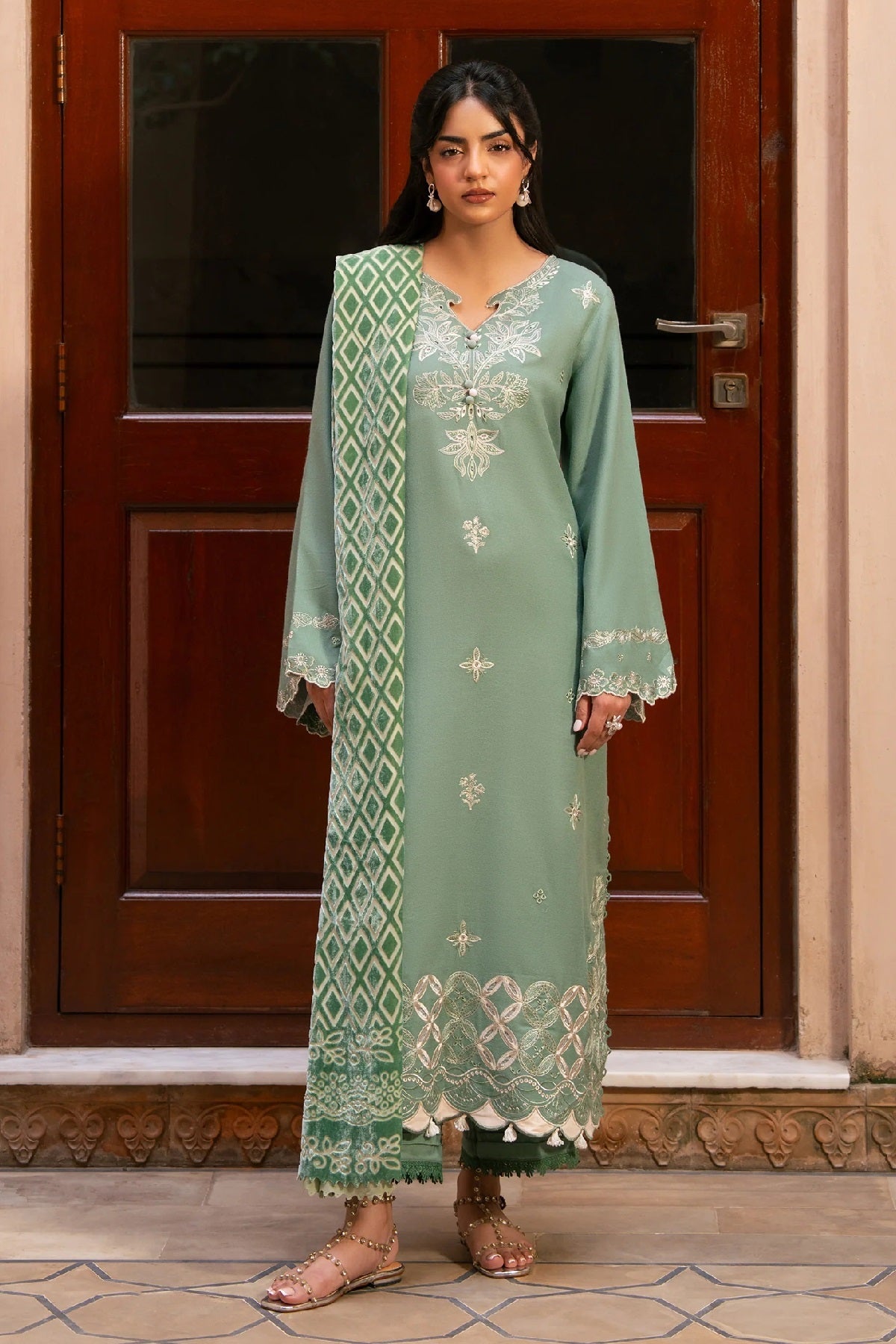 Raaya Plush Winter (Sage) – Raaya 3-piece unstitched suit