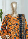 Embroidered Orange Lawn 3-Piece Stitched Suit by Bin Saeed