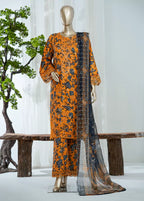 Embroidered Orange Lawn 3-Piece Stitched Suit by Bin Saeed, photo 2