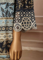 Chikankari Navy Blue Lawn 3-Piece Stitched Suit by Bin Saeed, photo 3