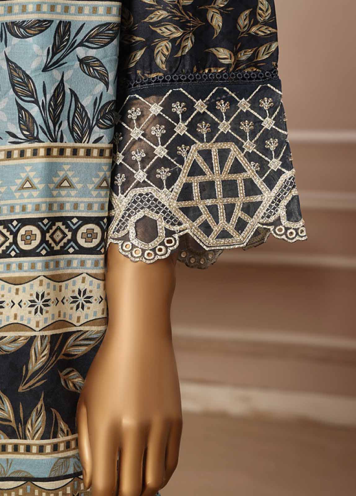 Chikankari Navy Blue Lawn 3-Piece Stitched Suit by Bin Saeed, photo 3
