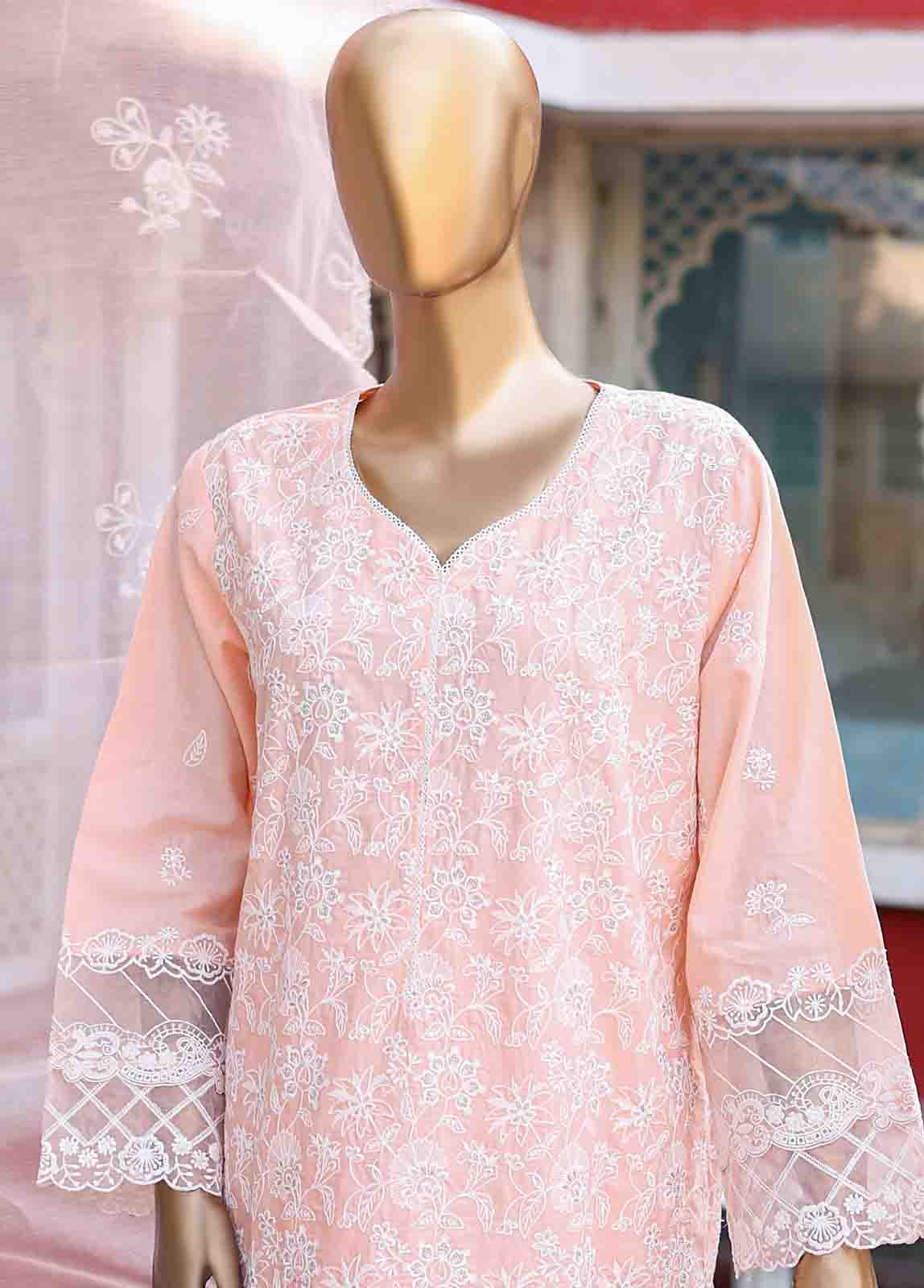 Embroidered Pastel Pink Lawn 3-Piece Stitched Suit by Bin Saeed