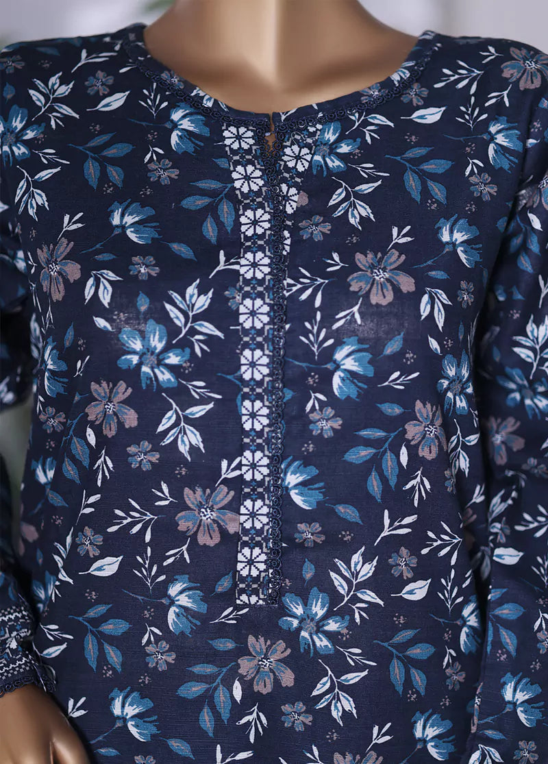 Printed Navy Blue Khaddar 2-Piece Co-ord Set by Bin Saeed, photo 5