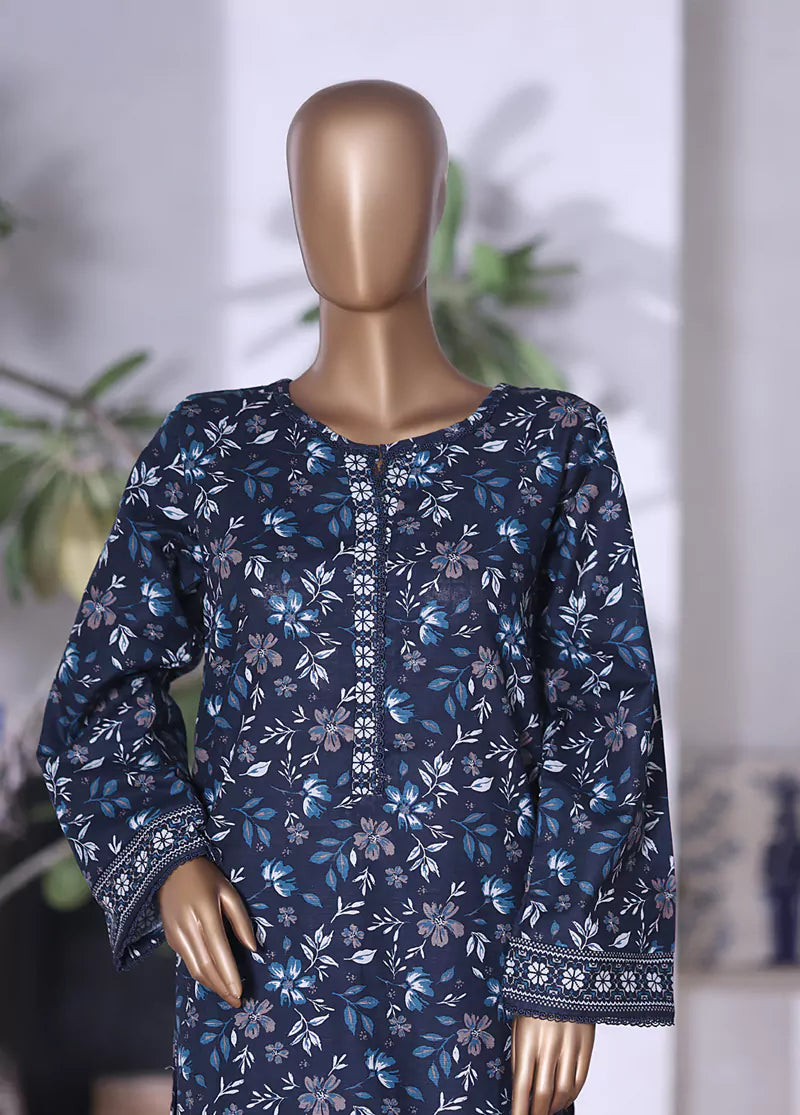 Printed Navy Blue Khaddar 2-Piece Co-ord Set by Bin Saeed, photo 6