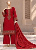 Embroidered Red Khaddar 3-Piece Stitched Suit by Bin Saeed