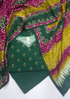 Printed Bottle Green Khaddar 3-Piece Stitched Suit by Bin Saeed