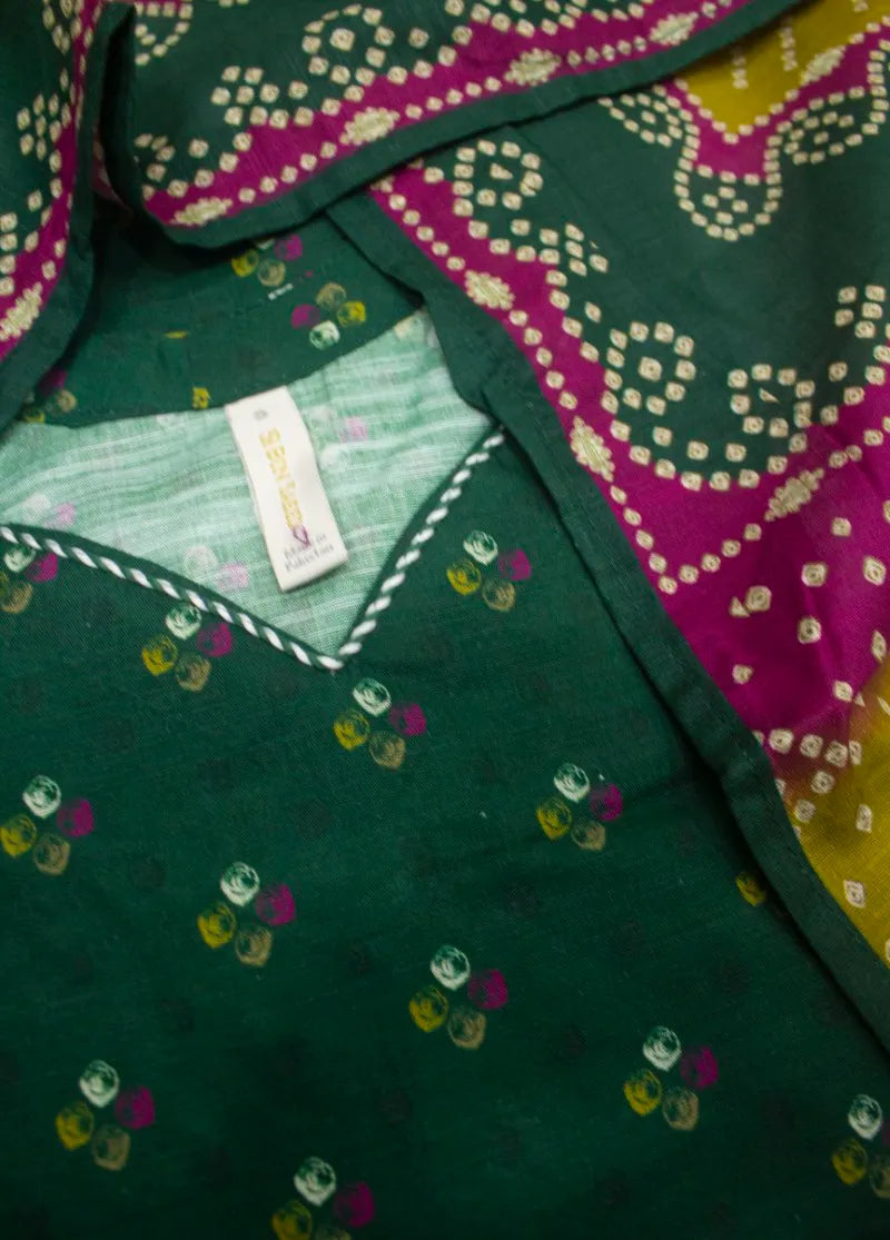 Printed Bottle Green Khaddar 3-Piece Stitched Suit by Bin Saeed, photo 2