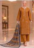 Embroidered Merigold Orange Khaddar 3-Piece Stitched Suit by Bin Saeed