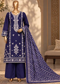 Embroidered Ink Blue Khaddar 3-Piece Stitched Suit by Bin Saeed