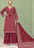 Printed Maroon Khaddar 3-Piece Stitched Suit by Bin Saeed