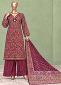 Printed Maroon Khaddar 3-Piece Stitched Suit by Bin Saeed
