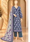 Printed Grey Khaddar 3-Piece Stitched Suit by Bin Saeed