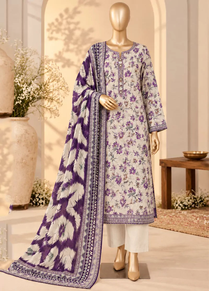 Printed Khaddar 3-Piece Stitched Suit by Bin Saeed