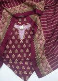 Printed Maroon Khaddar 3-Piece Stitched Suit by Bin Saeed