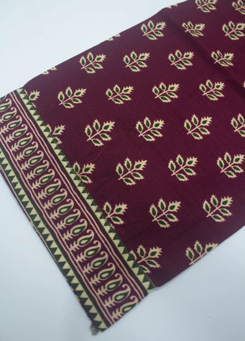 Printed Maroon Khaddar 3-Piece Stitched Suit by Bin Saeed, photo 4