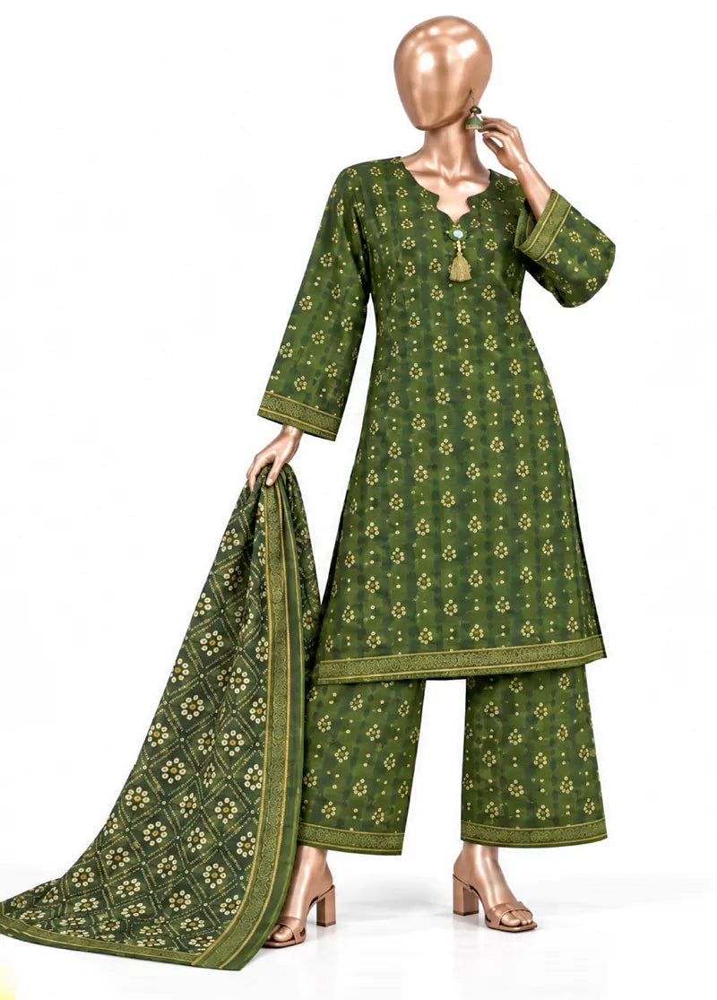 Printed Green Khaddar 3-Piece Stitched Suit by Bin Saeed