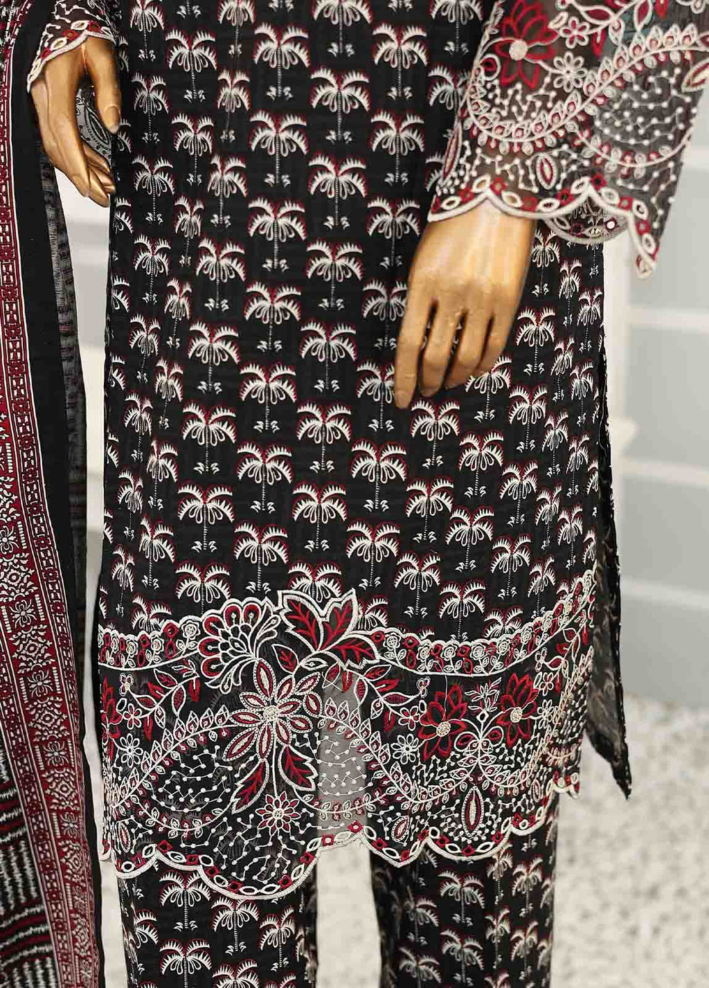 Chikankari Black Khaddar 3-Piece Stitched Suit by Bin Saeed, photo 3