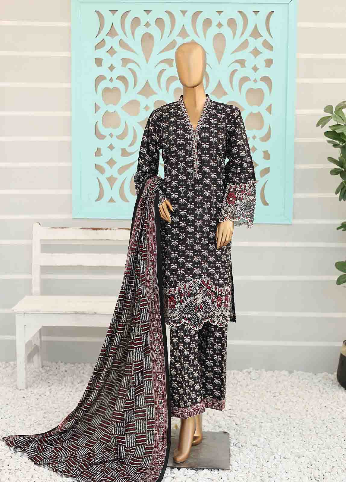 Chikankari Black Khaddar 3-Piece Stitched Suit by Bin Saeed, photo 2