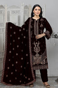 Ayla Zahra Luxury Velvet LW-01B (Maroon) – Ayla Zahra 3-piece unstitched suit
