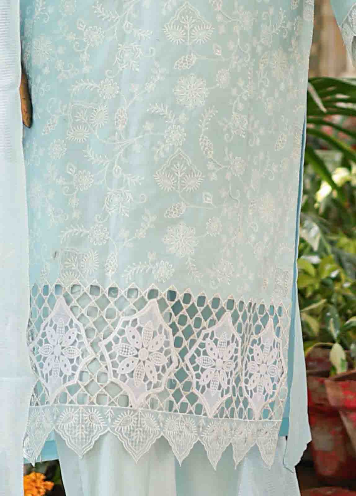 Embroidered Light Blue Lawn 3-Piece Stitched Suit by Bin Saeed, photo 3