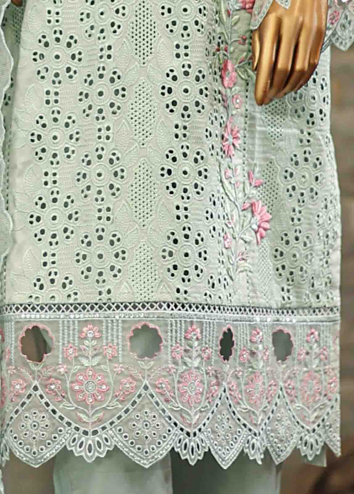 Embroidered Mint Green Lawn 3-Piece Stitched Suit by Bin Saeed, photo 3