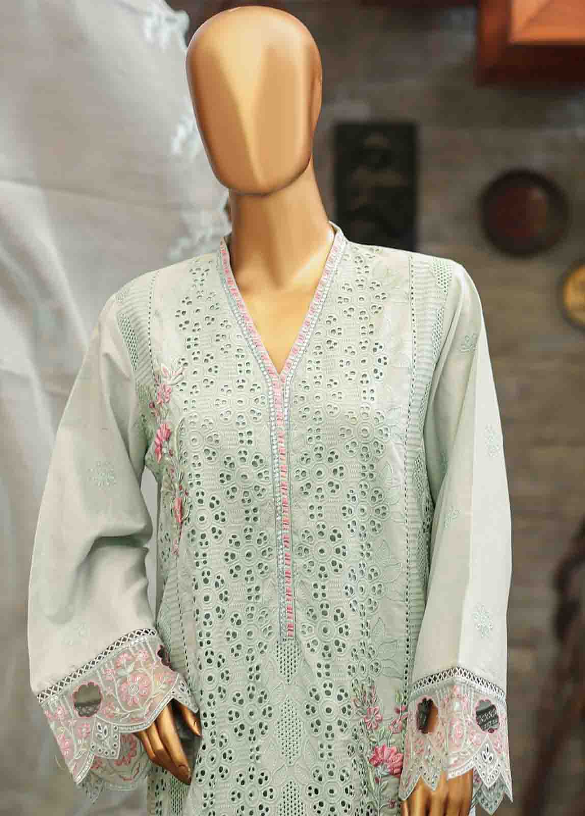Embroidered Mint Green Lawn 3-Piece Stitched Suit by Bin Saeed