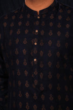 Navy Plain Kurta Pajama by Al Deebaj, photo 3