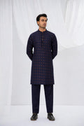Navy Plain Kurta Pajama by Al Deebaj
