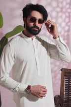 White Self Kurta Pajama by Al Deebaj, photo 3