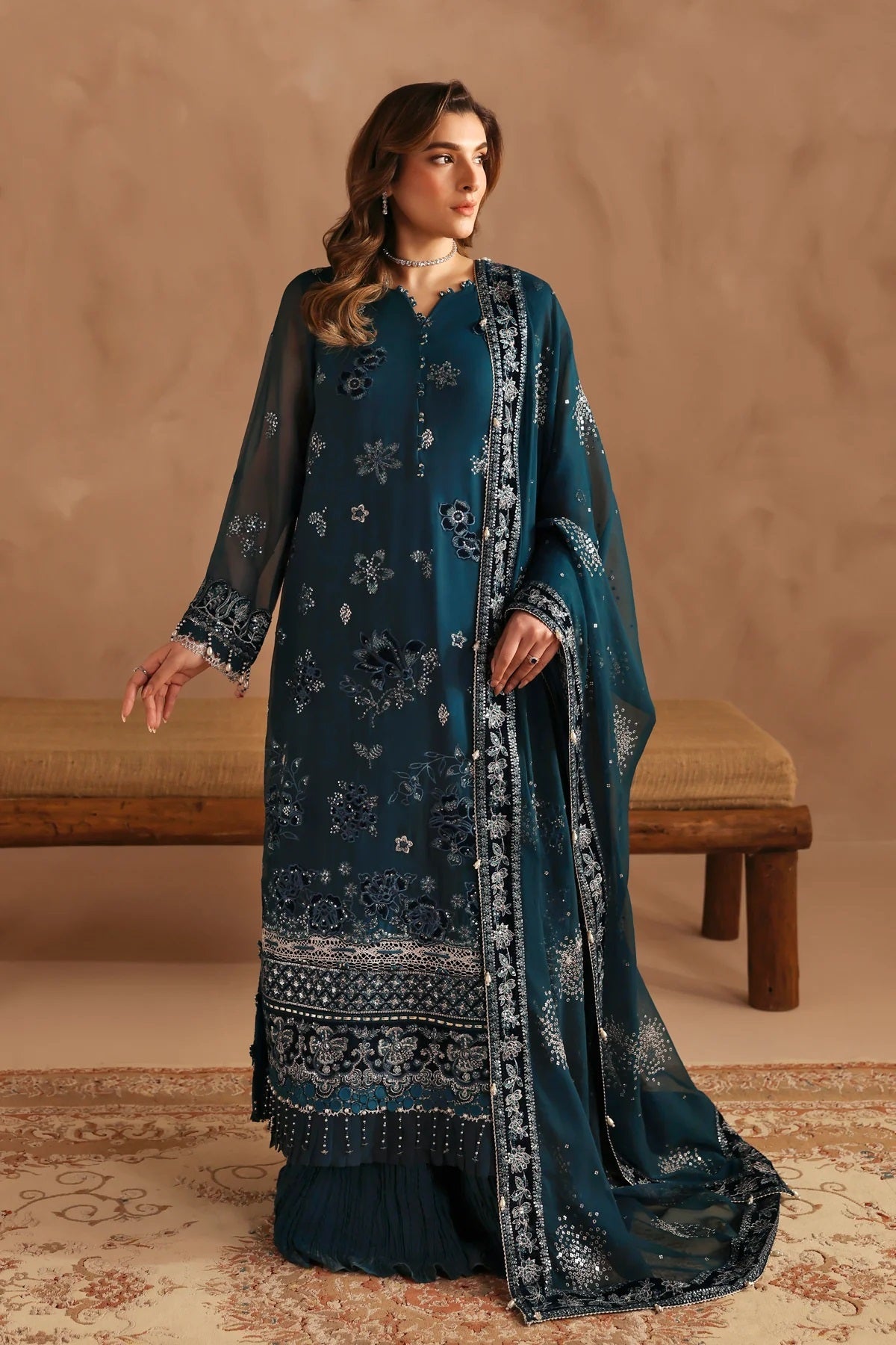 Xenia Luxury Formal XF-1076 (Kaifiya) – Xenia 3-piece unstitched suit