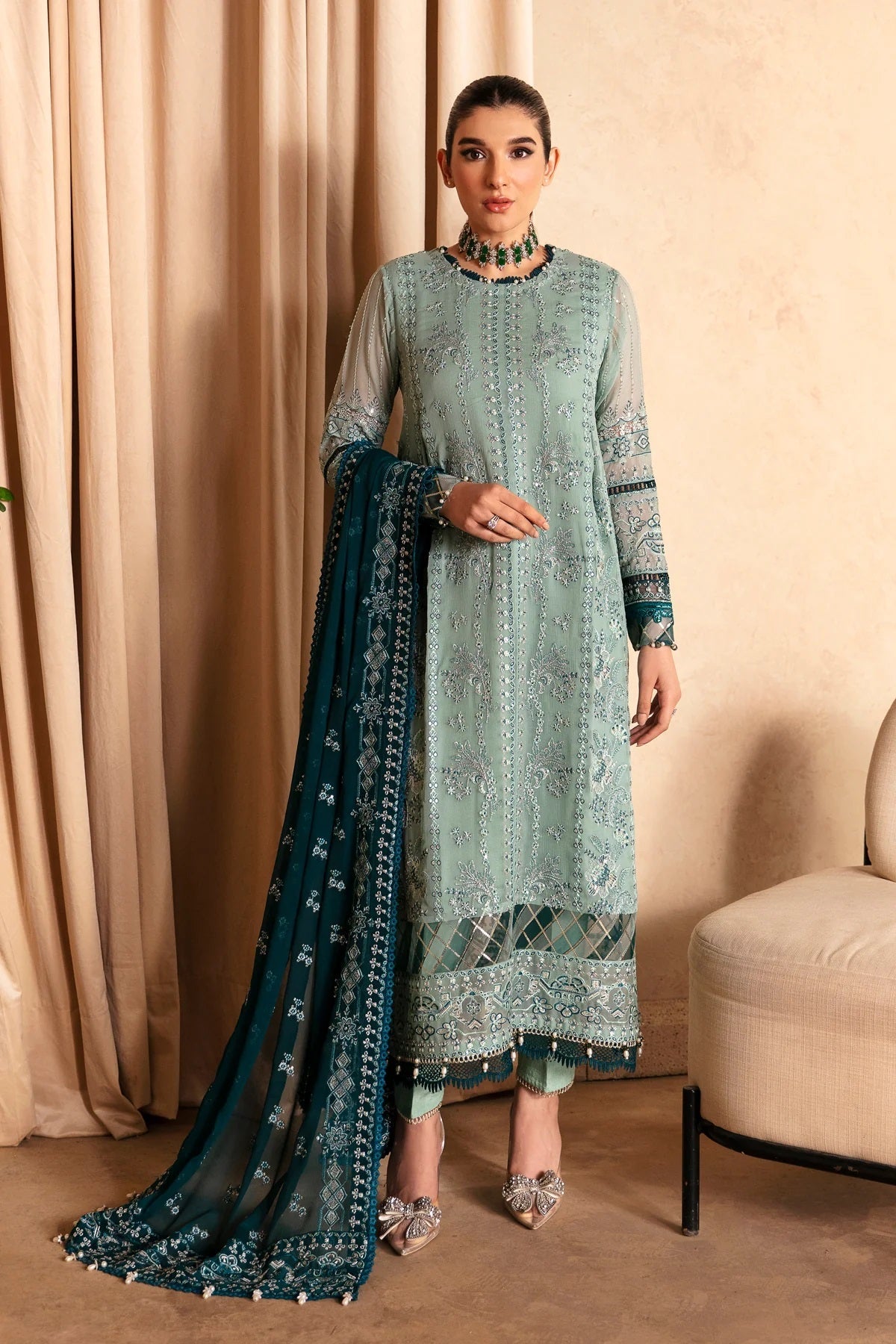 Xenia Luxury Formal XF-601 (Khira) – Xenia 3-piece unstitched suit