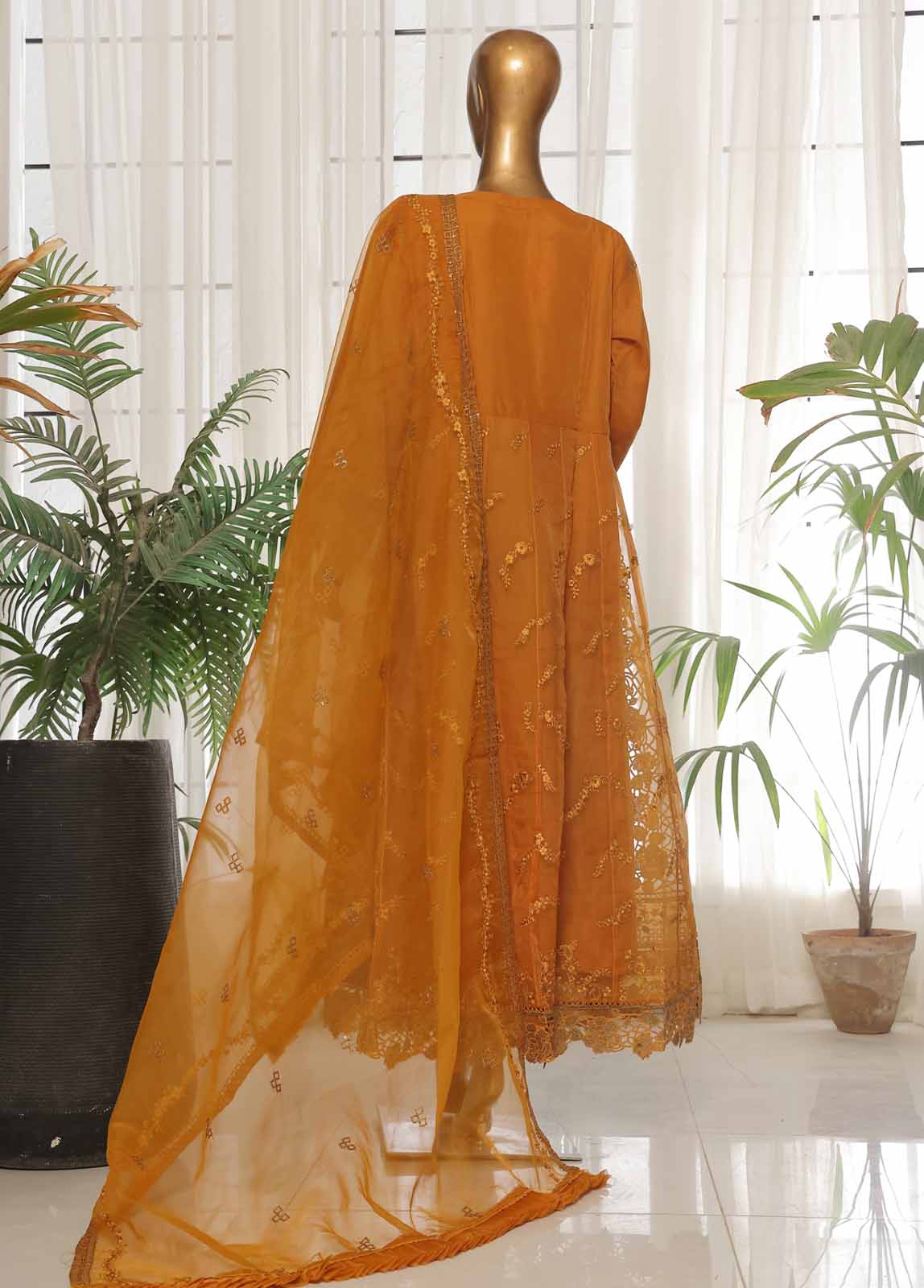 Organza Rust Organza 3-Piece Luxury Pret Suit by Bin Saeed, photo 6