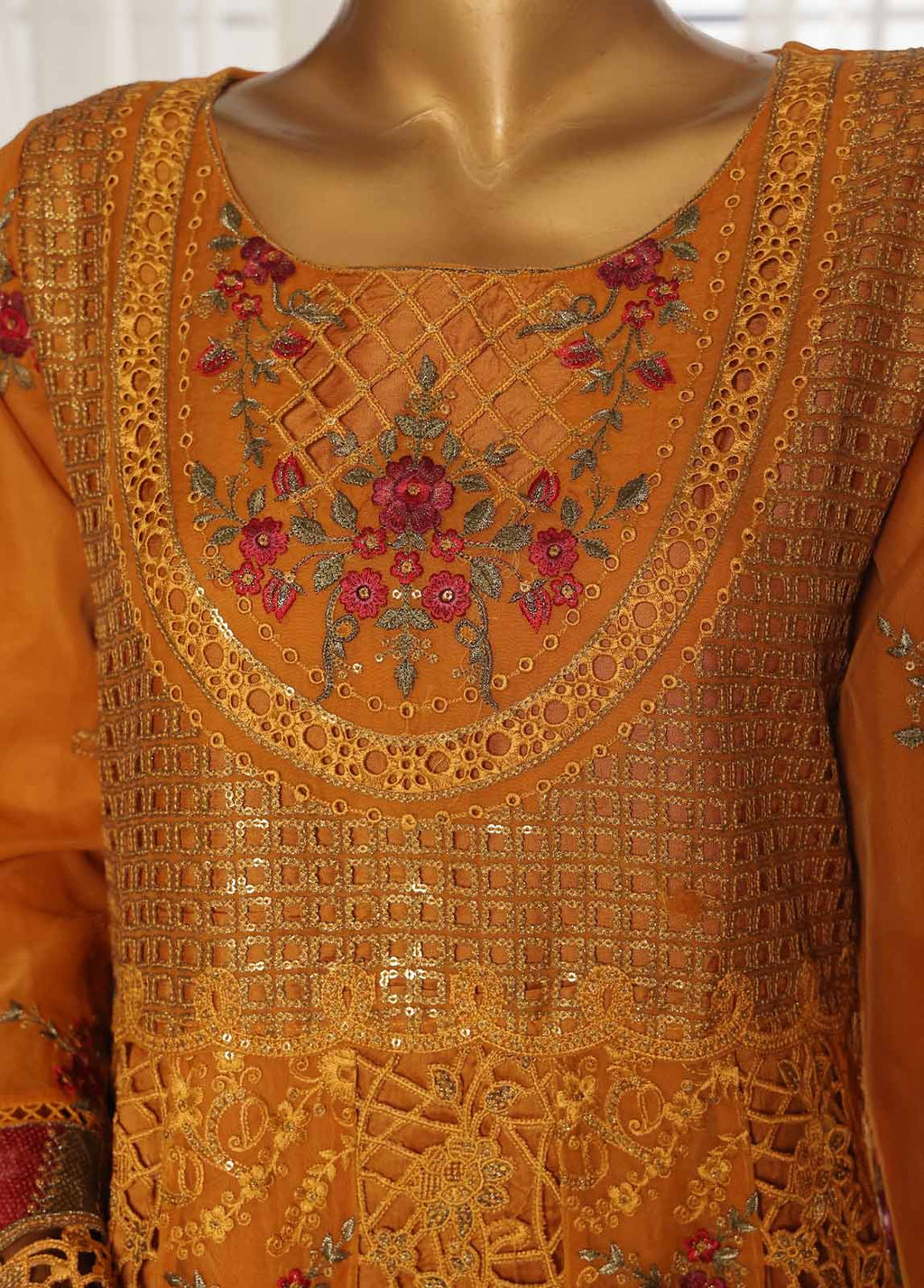 Organza Rust Organza 3-Piece Luxury Pret Suit by Bin Saeed, photo 3