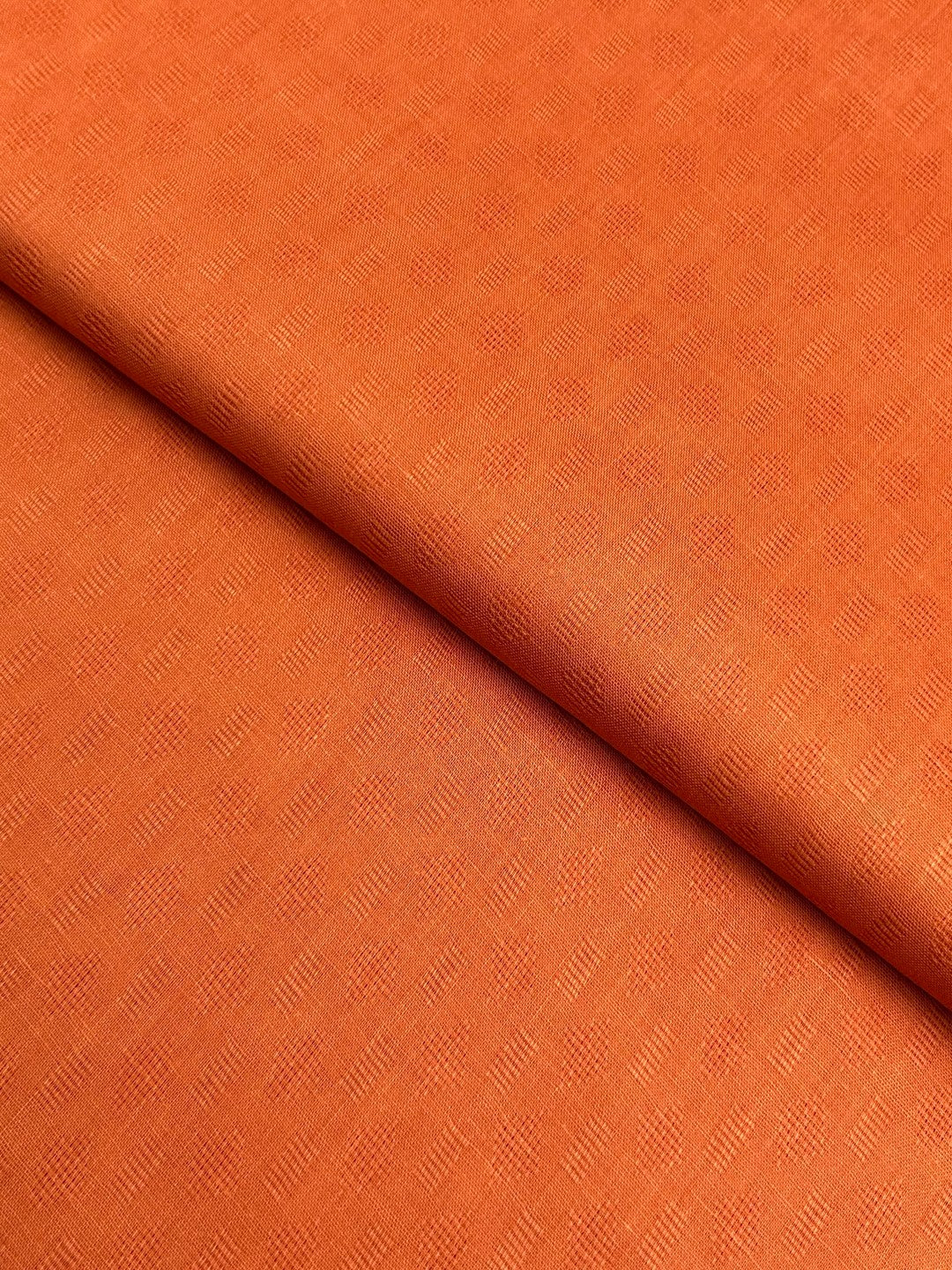 Jacquard Lawn – Orange (JLS-S26-0014), self-textured lawn fabric by the meter