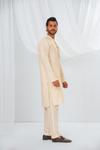 Cream Plain Kurta Pajama by Al Deebaj, photo 4