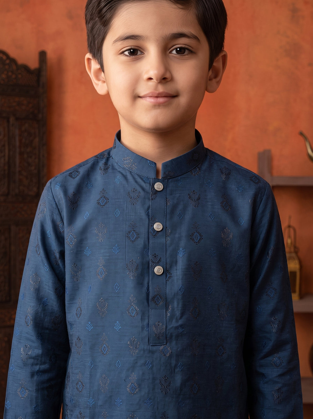 Kids Navy Kurta Pajama by Al Deebaj, photo 2