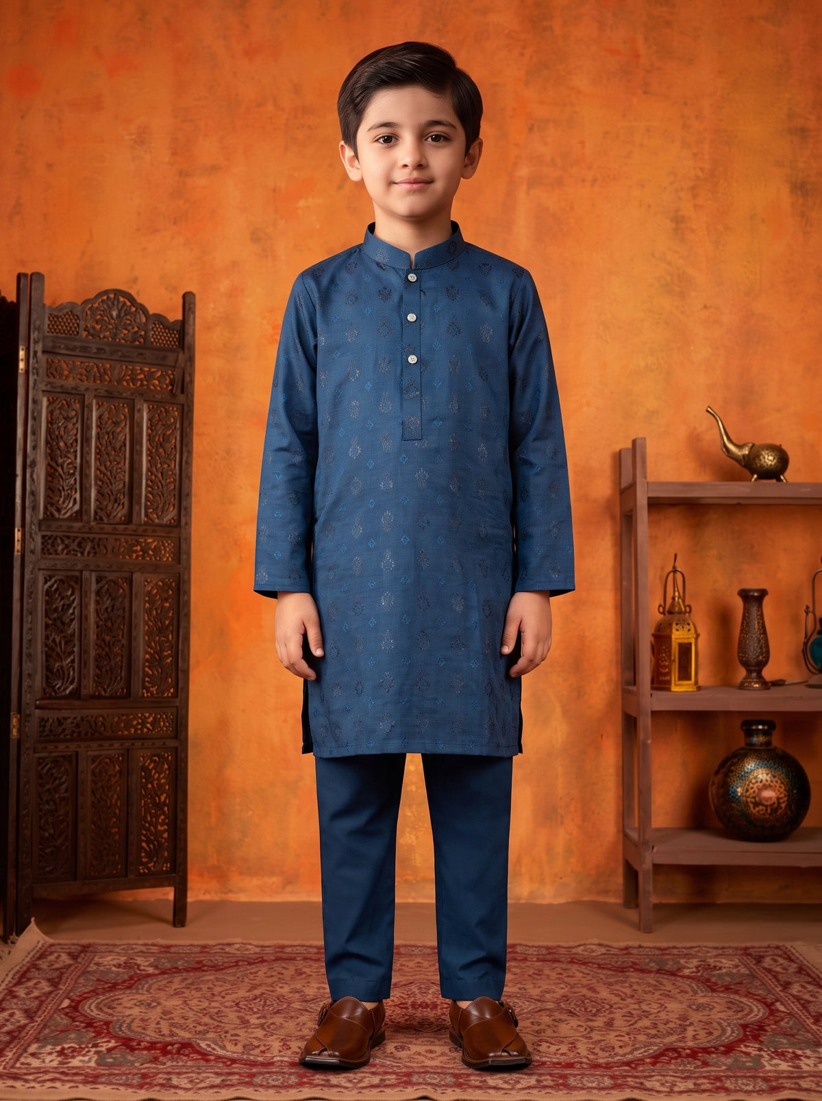 Kids Navy Kurta Pajama by Al Deebaj