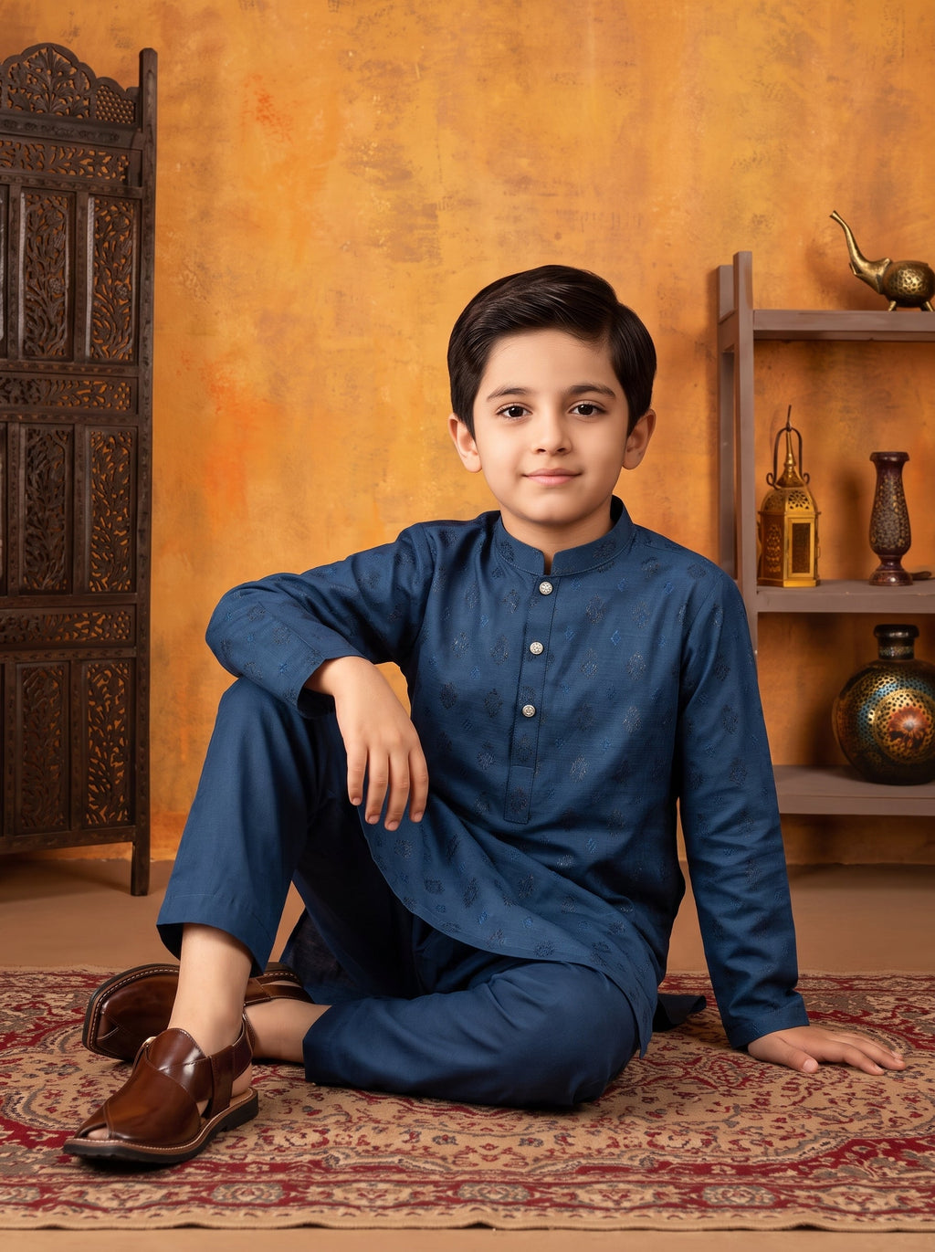 Kids Navy Kurta Pajama by Al Deebaj, photo 3