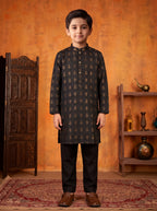 Kids Black Kurta Pajama by Al Deebaj