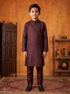 Kids Maroon Kurta Pajama by Al Deebaj