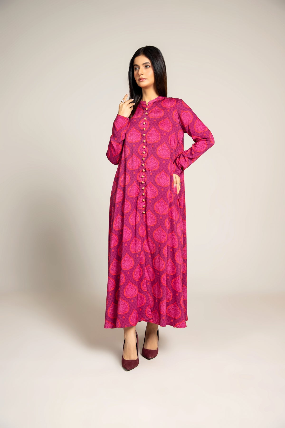 Printed Pink Linen 2-Piece Unstitched Suit by The Fabric Store
