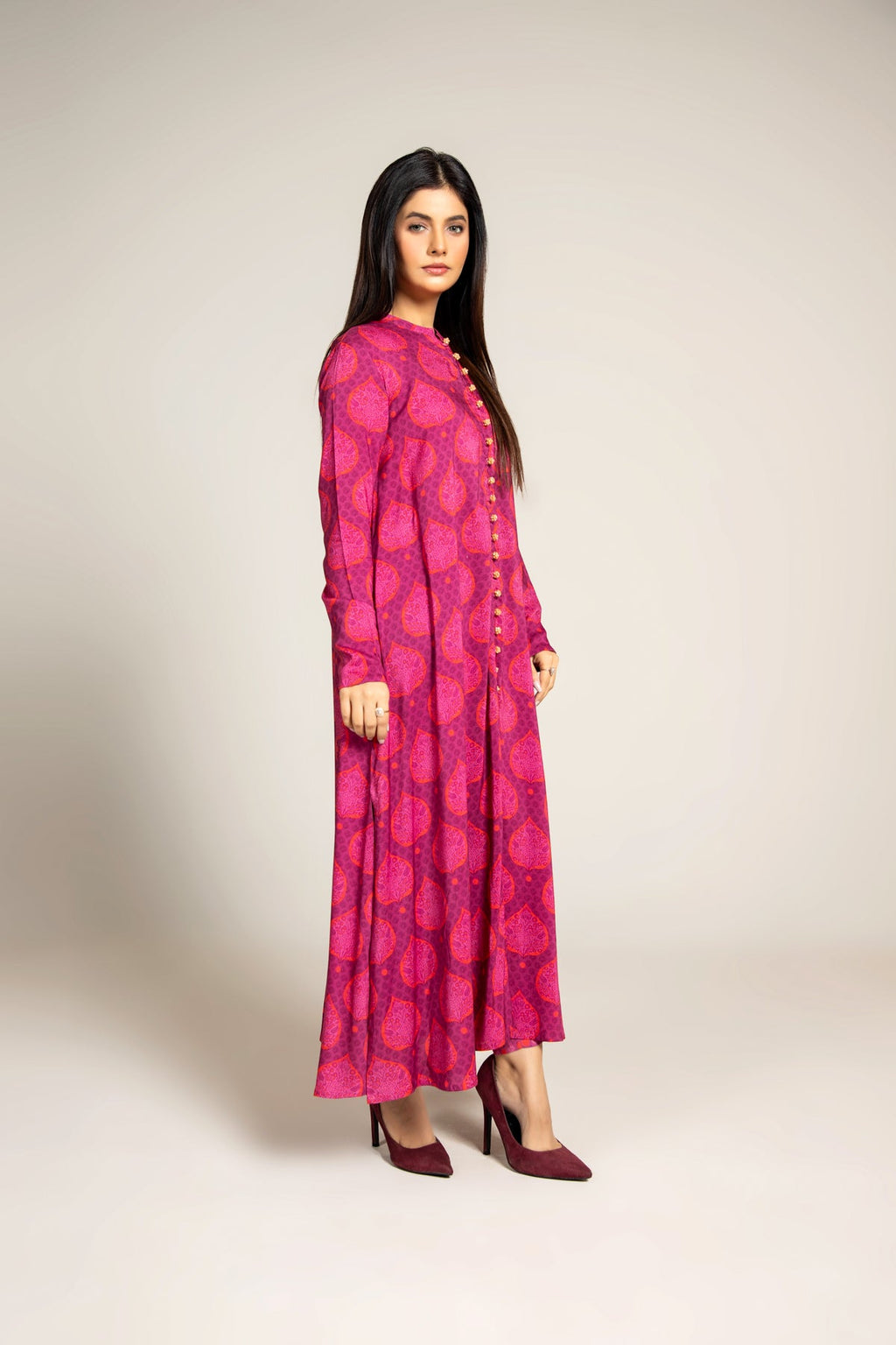 Printed Pink Linen 2-Piece Unstitched Suit by The Fabric Store, photo 2