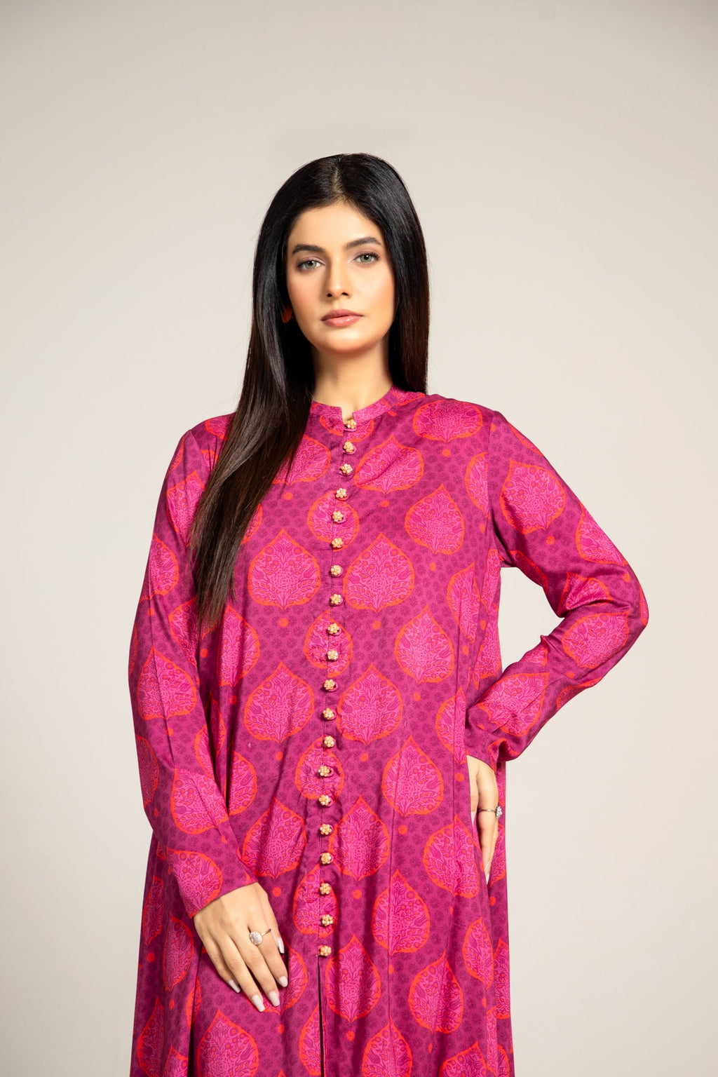 Printed Pink Linen 2-Piece Unstitched Suit by The Fabric Store, photo 4