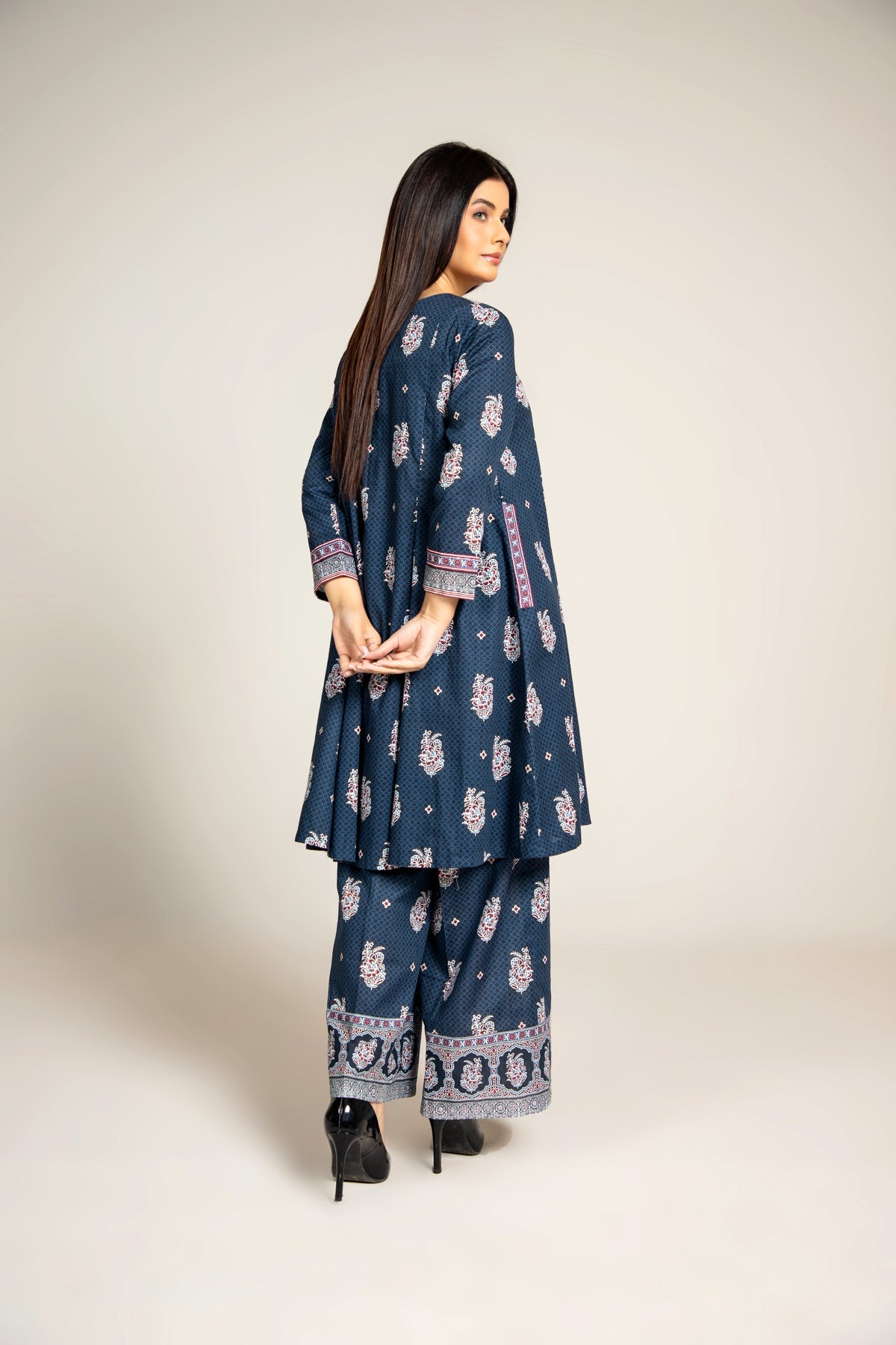 Printed Blue Slub Khaddar 2-Piece Unstitched Suit by The Fabric Store, photo 2