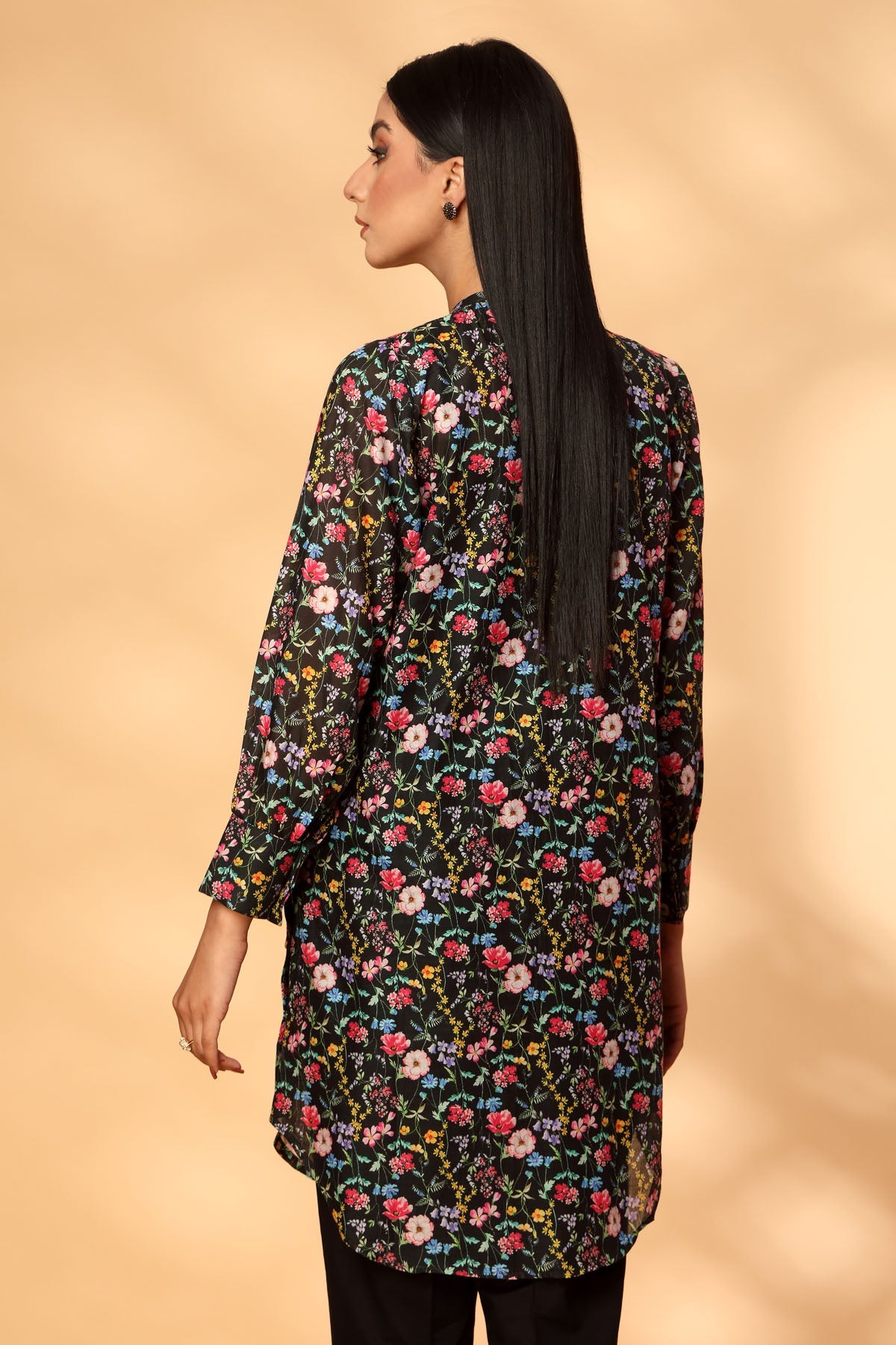 Printed Black Lawn Pret Shirt by The Fabric Store, photo 4