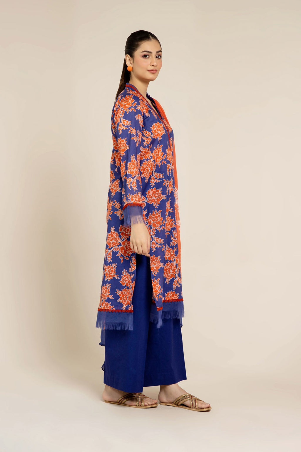 Printed Blue Lawn 2-Piece Unstitched Suit by The Fabric Store, photo 3