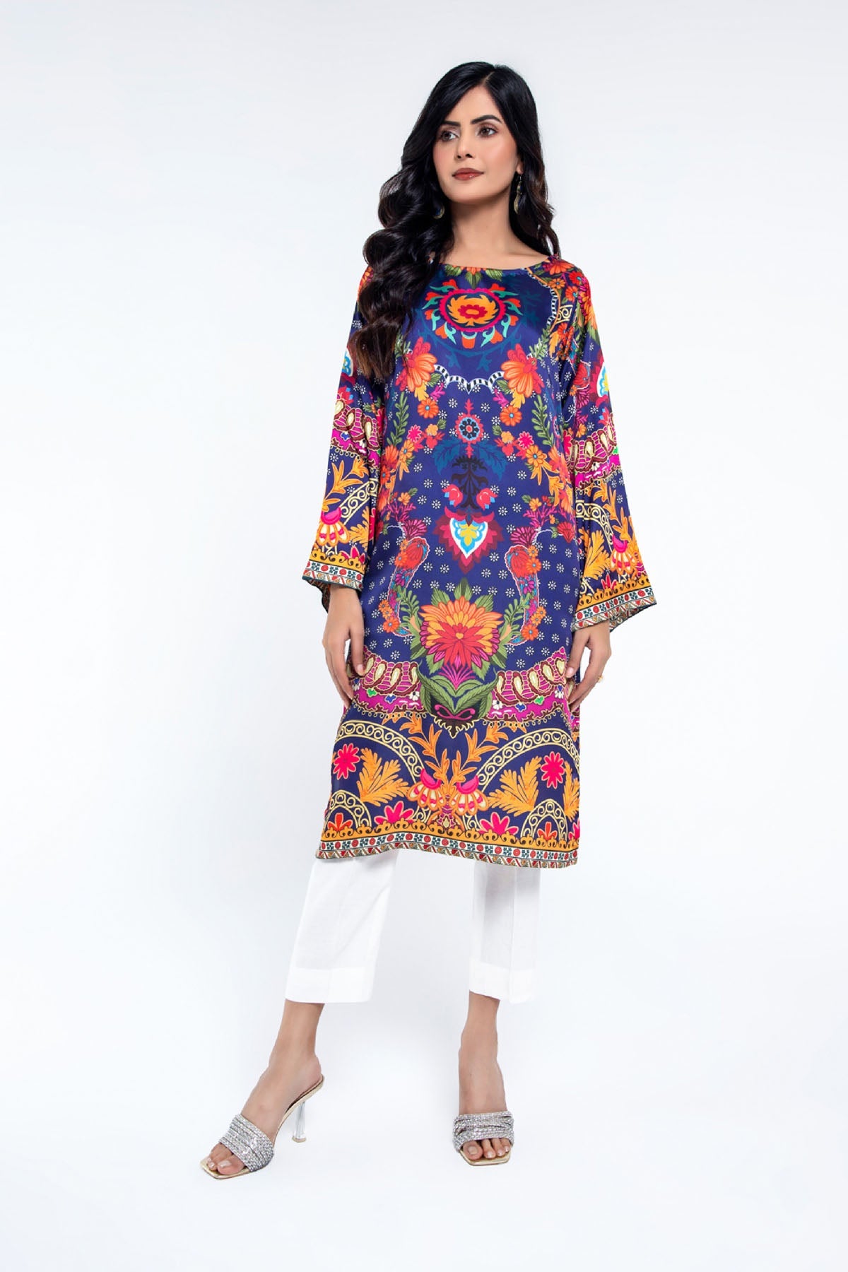 Printed Black Shamoz Silk Pret Shirt by The Fabric Store